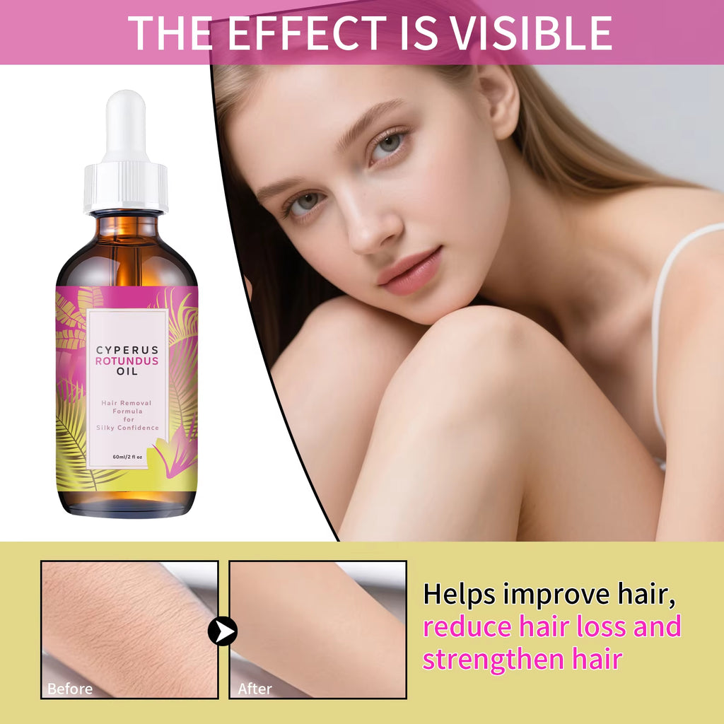 Natural Hair Minimizing & Skin Softening Oil 60Ml - Jojoba & Almond Formula, Supports Hair Growth Care & Smooth Skin Feel.