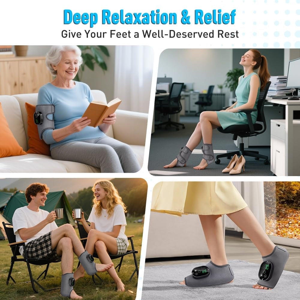 2-Pack Foot Renew Foot Massager, Cordless Ankle Heating Pad with Massager